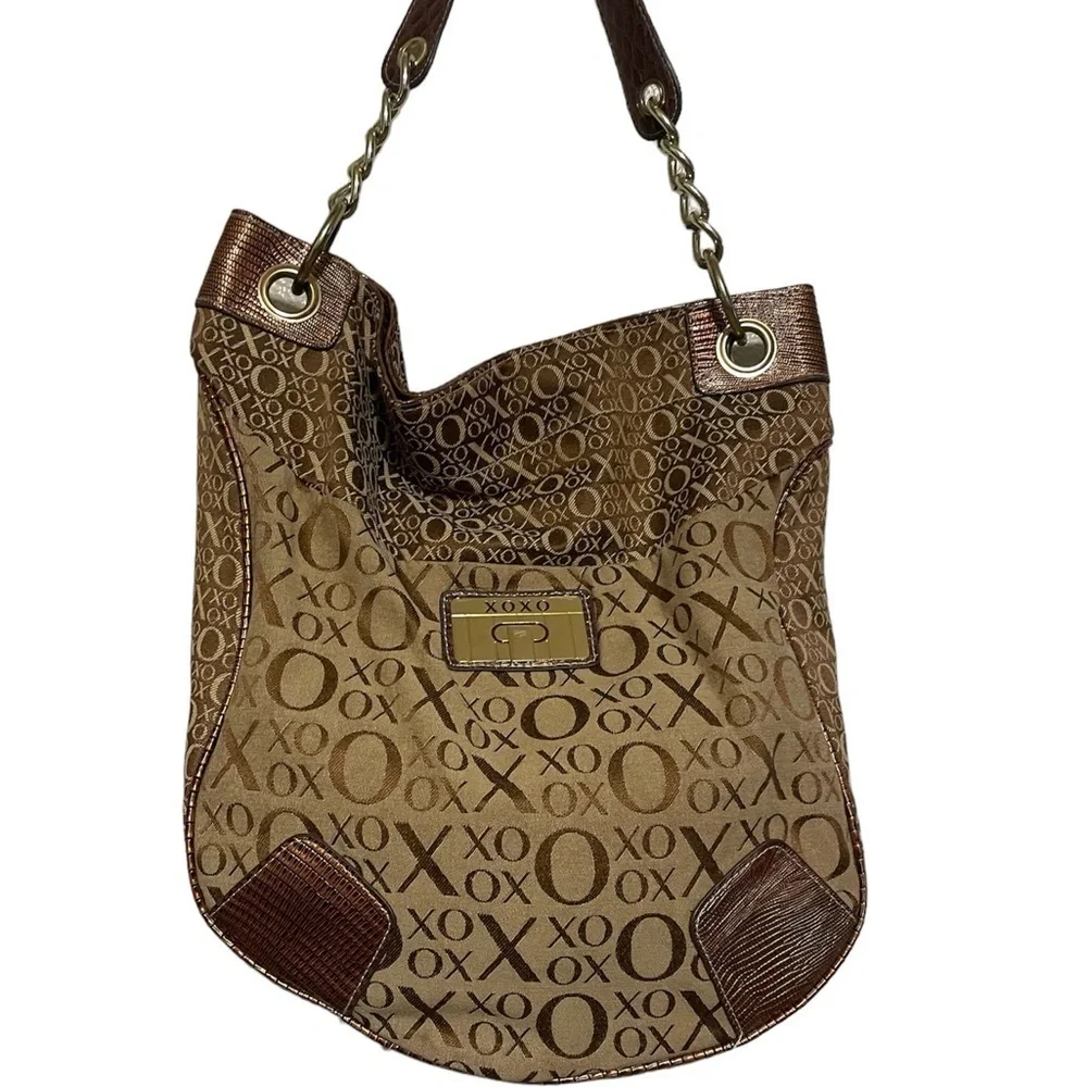 Xoxo vintage hobo shoulder bag purse brown gold 90s shoulder purse